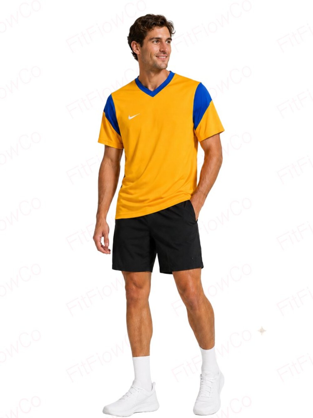 ike Dri-FIT Men’s Yellow Blue Colorblock Slim Fit Shirt Size S NWT